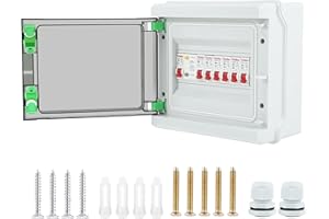 CUPEOHOME 6 Way Consumer Unit, Consumer Unit Circuit Breaker, IP65 Consumer Unit Anti-Leakage Fuse Box, 63A 30mA RCD 6MCB 6A+6A+16A+16A+32A+32A, Shield Circuit Breaker for Outdoor Outbuildings Garage Shed