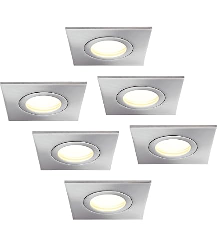 Trango 5er Set Einbaustrahler – GU10 LED, 3 Watt, Warmweiß, Mit Deko-Glas, Chrom, Für Deckenmontage