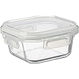 Amazon Brand - Solimo Borosilicate Glass Container With Lids For Kitchen/Tiffin, Square (520 Ml),Transparent