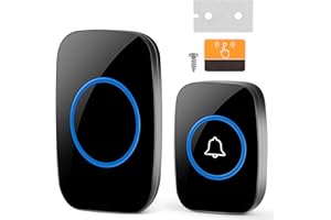 VFANDV Campanello Senza Fili da Esterno, Campanelli Wireless, Campanello Senza Fili da Esterno IP44, 60 Suonerie 5 Volumi, Wireless Doorbell con Raggio d’Azione 300M, Indicatori LED (Nero)