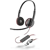 Poly Blackwire 3220 schnurgebundenes USB-C-Headset, Noise Cancelling-Mikrofon, Stereo-Design, Verbindung mit PC/Mac über USB-
