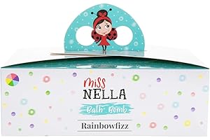 Miss Nella RAINBOWFIZZ, 6 Bath Fizzers for kids- Hypoallergenic & Fragrance Free, Safe & Fun. 6 colourful bath bombs- Yellow, Blue, Green, Pink, Purple, Lilac