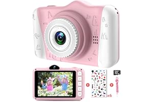 ITSHINY Kamera dziecięca – cyfrowy aparat dla dzieci z dużym ekranem o przekątnej 3,5'', 1080p HD 12MP, wbudowana karta SD 32GB, USB, możliwość ponownego ładowania, kamera do selfie, dla dziewczynek w wieku 3-10 lat, dla dziewczynek, na urodziny, dla dzieci