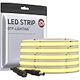 BTF-LIGHTING FCOB Flexible High Density LED Strip 5M 528LEDs/M Warm White 14W/M 24V 10mm Dimmable Malleable FOB COB LED Light Tape for Bedroom Kitchen Home Interior Decoration(Only Strip)