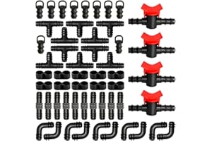 VooGenzek 54 Pièces Raccords d'Irrigation pour Tubes 16mm, Connecteur de Tuyau D'Eau D'Irrigation, Connecteurs Barbelés de Tuyaux pour Système d'Irrigation, Connecteurs Barbelés Systèmes d'Arrosage