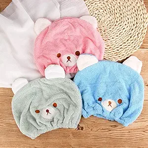 RED SQUARE Hair Drying Towel wrap with cat Ear,Microfiber Hair Towel Quick Drying Hair for Women and Kid Girls ,Super Absorbent Quick Dry Bath Shower Dry Head Turban Pack of -1 (Random Color)