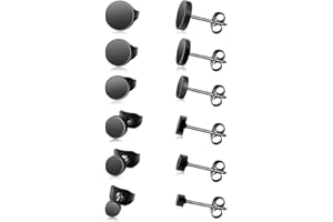 AllerPierce Round Stud Earrings Set Stainless Steel Ear Studs for Men Women 6-8 Pairs 3mm-8mm