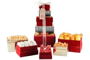 Pearls Trading Premium Quality Festive Tower of Treats Biscuits Fudge Chocolates Large Hamper Christmas Giftset (Suitable for Vegetarion)