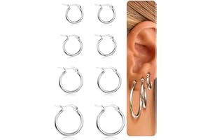 Morfetto Set Orecchini Donna Acciaio Chirurgico Inossidabile Piccoli Orecchini a Cerchio Uomo Argento/Oro Anallergici Helix Orecchino 10/12/15/20mm