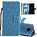 Produktbild COTDINFOR Samsung S9 Plus Protective Hülle Elegant PU Tasche Leder Flip Schutzhülle Cover im Bookstyle Kartenfächer Magnet Etui Schale für Samsung Galaxy S9 Plus Blue Rattan KT.