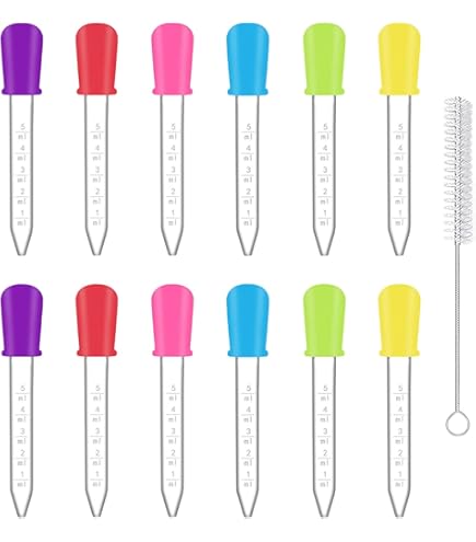 Senkary 10 Pipette In Silicone Per Dolci - Contagocce Colorati Per Cucina, Caramelle E Esperimenti Bambini (5ml, 10 Colori) - Foto 8