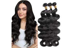 Heiowuio 26 26 26 Inch Brazilian Remy Human Hair Bundles Extension 1B Natural Black Color Body Wave Unprocessed Cabello Humano Tissage Brazilianne Real Human Hair 3 Bundles Total 300G