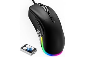 MAGIC-REFINER D19 Wired Gaming Mouse, 12,000 DPI Ergonomic Mouse with 7 Programmable Buttons, 12K Optical Sensor, 1ms, 13 RGB Backlit Modes, 6 Adjustable DPI, Adjustable Weights, for PC/MAC, Black