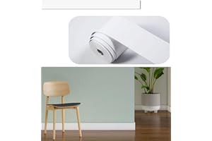 Dostear Borde del papel pintado Blanco Auto Adhesivo del Papel Pintado del espuma XPE autoadhesiva Cenefa autoadhesiva para decoración de pared de cocina baño 10x500cm