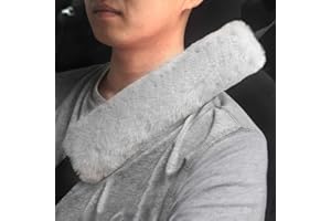 GAMPRO Lot de 2 coussinets de ceinture de sécurité en fausse fourrure de lapin de 33 cm de long, doux et confortable, pour adultes et enfants (gris clair)