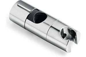 OFFO Shower Head Holder, Adjustable 18-25mm Diameter Hand Shower Holder Bracket for Slide Bar,Detachable Slider Clamp Bathroom Replacement, 45 Degree Rotation Sprayer Holder,Chrome