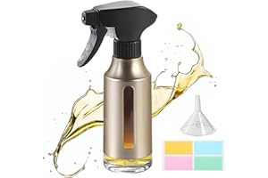 FISYNUG Spruzzatore per olio da 180 ml, con ugello girevole per cucinare friggitrice ad aria, dispenser di olio con imbuti e adesivi, nebulizzatore spray per aceto, per cucina, insalata, grigliare