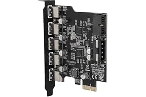 DIYEENI Scheda PCI Express da USB 3.0 a PCI-E a 5 porte, Scheda Express USB 3.0 da PCI-E con connettore interno a 19 pin, Supporto scheda di espansione PCI Express UASP