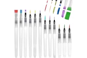 HABNI 12 Pezzi Pennelli con Serbatoio,Water Brushen,Pennarelli Ad Acqua 12/15/19CM, Colorare, Dipingere,Versatili Pennelli Per Acquerelli Per Adulti, Dambini, Artisti e Amanti Della Pittura