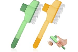 BOHUIZ 2 Stück Fellpflegebürste für Haustiere, Fellblitz Bürste Flohkamm Für Katzen Katzenkamm Selbstreinigende Katzenbürste Kamm Fellbürste zur Entfernung von Tierhaaren Fellpflegebürste