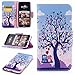 Price comparison product image LEMORRY LG K10 (2017) / LG X400 / LG M250N Case Leather Flip Cover Wallet Pouch Soft TPU Slim Fit Bumper Stand Protective Magnetic Strap with Card Slot, Cute Owl Tree
