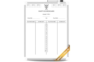 WILD DOG Darts Scoreboard Whiteboard Scorer | Complete Scoring System with Counter Columns Eraser & Pen, Wall Mount Strips | Dart Score Board for 501, Cricket & All Dartboard Games