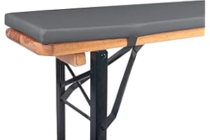 TexDeko® Bierbankauflage gepolstert 220x25x2cm waschbar mit Reißverschluss für Bierzeltgarnitur Härtegrad Mittelhart RG23 Bequeme Bankauflage zum selber aufziehen (Anthrazit wasserabweisend)