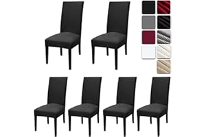 Dioxide Coprisedie con Schienale 6 Pezzi, Sedia Bi-Elastico per Una Misura Universale, Molto Facile da Pulire e Resistente, Coprisedile, Office, Arredamento Ristorante - Nero