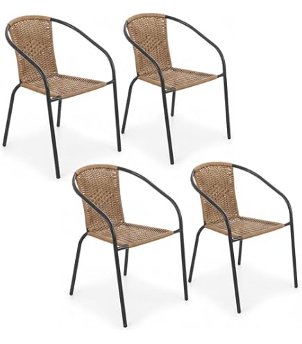Hespéride - Sillón Piazza Avellana y Tonka - L. 56 x Pr. 65 x al. 87 cm - Mobiliario de Exterior para terraza, balcón y Patio