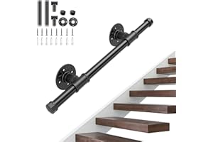 SenDeluz Main Courante pour Escaliers, 50cm, Noir, Fer Forgé, Peinte, Nordique Moderne, 0,5/1,2/1,5 m, 60 kg