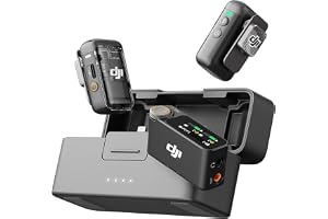 DJI Mic 2 (2 TX + 1 RX + Charging Case), All-In-One Wireless Microphone, Intelligent Noise Cancellation, 32-bit Float Internal Recording, 250 m Range, Microphone for iPhone, Android