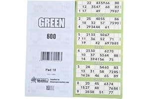 Bingosupermarket Bingo Tickets 600 Pad 6 To a Sheet 1-90 Perforated (Green)