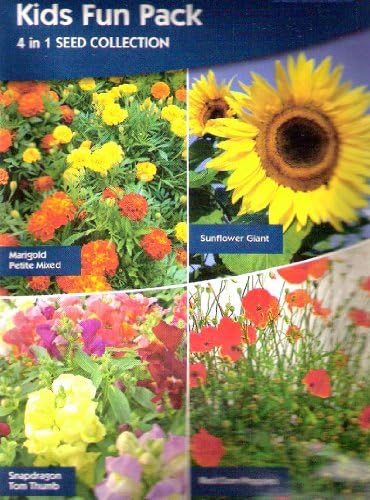 5740 Flower Seeds 4in1: Marigold Petite/Sunflower/Snapdragons/Tom Thumb/Red Corn Poppies/Kids Fun Pack/Poppy 12/2019