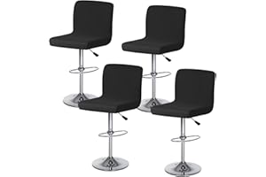 BOUFEIDA 4 Pezzi Bar Stool Covers, Fodera Per Sgabello da Bar, Stretch rimovibile Copre per Pub Counter per Sedia Girevole, Sedia da Pranzo, Sgabello da Bar, Sedia da Bar, Nero