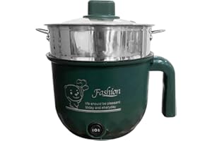F Fityle Mini Hot Pot Ramen Cooker Padella elettrica Portatile Multiuso Antiaderente per dormitorio dell'home Office, con piroscafo Verde