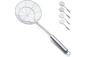 Kyraton Strainer Spider Skimmers for Kitchen,Stainless Steel Slotted Spoon Pasta Strainers Tomato Food Strainer Skimmer Ladle for Kitchen Cooking,Pasta and Frying Food.