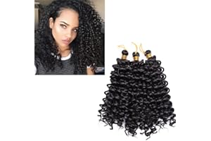 Silk-co Treccine Extension Crochet di Treccia Capelli Finti Kinky Curly 20cm 3 Braids Extensions Afro Treccia Ondulata–Marrone Scuro