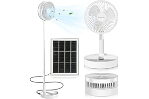 Ledeak Standventilator mit tragbarem Solarpanel, 20.3 cm Teleskop-Ventilator, faltbar, wiederaufladbar, batteriebetrieben, Standventilatoren, 3 Geschwindigkeiten, leise, Zuhause, Reisen