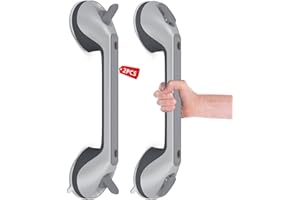 LORESJOY 2 Piezas Agarrador Ducha Personas Mayores, Asidero Baño, Asa Ducha, Apoyabrazos del Cuarto de Baño Barras de Sujeción Portátil Apoyo Asidero con Ventosa para Niños y Ancianos