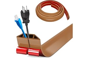 BOCGUY Flexibler Klein Kabelkanal, 1M x 4cm Selbstklebend Boden Kabelbrücke, Flexibler Kabelabdeckung Kabelschutz Kabelschacht Leicht Schneiden Montage für alle Netzkabel Haus,Schule,Büro,Lager(Hellbraun)