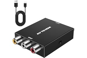 AIFHDAUF RCA to HDMI Converter, AV to HDMI Converter 1080P Support for PAL/NTSC PC Laptop Xbox PS2 PS3 TV Camera DVD STB VHS VCR(With USB Charge Cable)