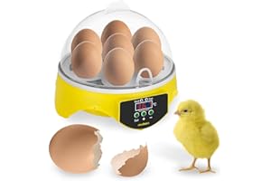 Incubato Brutapparat Inkubator Brutmaschine IN-7DDI (für 7 Eier, inklusive Schierlampe, 20-50 °C, intelligente Temperaturregelung, kosteneffizient Dank 20 W Motor)