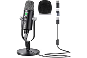 USB Microphone, Aveek Condenser Recording Microphone with Mute and Echo for Laptop pc Mac Phone Studio Recording, Streaming Broadcast and Game