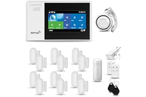 HUXGO® HXA007 Alarme Maison sans Fil WiFi + GSM avec Sirène | Système d'alarme avec détecteur de Mouvement, 12x capteurs de Portes et fenêtres,télécommande | TUYA Intelligent