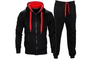 shelikes Mens Tracksuit Set Full Sleeve Fleece Zipper Hoodie Top Bottoms Jogging Joggers Sports Sweat Suit