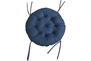 chilly pilley Coussin Rond pour Papasan Coussin De Fauteuil Jardin Coussin De Siège Matelassé avec Boucles (100cm, Bleu)