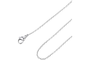 FOCALOOK Collar Mujer Acero Inoxidable 316L 1.4mm/2mm Cadena Fina Rolo para Colgante Collar Minimalista Eslabones Redondos Ancla 40-60cm Joyería Delicada Cuello