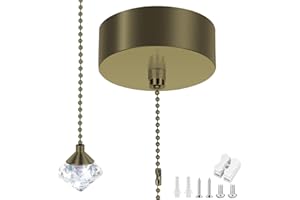 Cetoon Pull Cord Light Switch Bathroom - Crystal Pendant Bathroom Pull Cord Ceiling Switch, 150cm Cord Pull String Cylinder for Bathroom Chandeliers Accessories(Bronze)