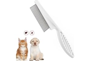 Redreo Grzebień na pchły dla psów i kotów, stal nierdzewna, profesjonalne grzebienie dla zwierząt domowych do usuwania pcheł, wszy, splątanych i luźnych włosów