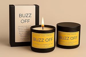 VILLAGE FARM CANDLES & CERAMICS 2 x Citronella Candle with Pure Essential Oil – Natural Mosquito Repellent | No Synthetic Yellow Dyed Fragrance | Clean Burn for Patio, Camping, BBQ, Indoor & Outdoor Use | Handcrafted | Small Batch |